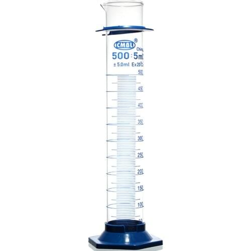 500mL Measuring Cylinder with Spout and Graduation with Plastic Heagon Base Laboratory Chemistry Equipment
