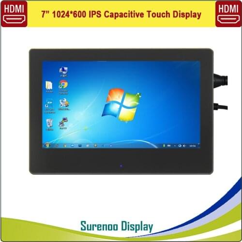 7" 7.0 Inch 1024*600 HDMI IPS USB Capacitive Touch LCD Module Display Monitor Screen Panel with Enclosure for Raspberry Pi
