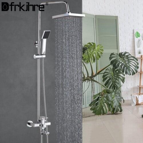 8" Rainfall Shower Head Chrome Wall Mounted Shower Sets Bathroom Shower Faucet Hot And Cold Mixer Brass Faucet Bathtub Shower