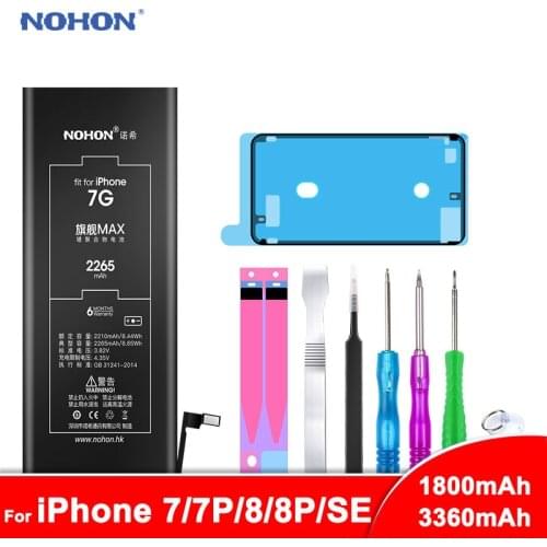 NOHON Battery For Apple iPhone 7 8 Plus 7Plus 8Plus SE Bateria For iPhone7 Phone Replacement Max Capacity Batarya + Free Tools