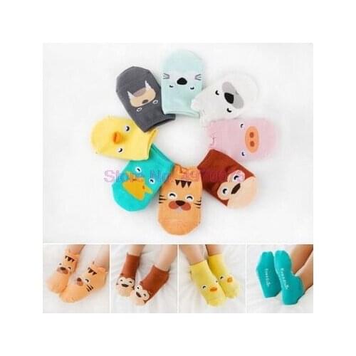 DHL 500pair Animal Baby Socks Non-slip Rubber Sole Sock for Baby Cartoon Newborn Kids Socks