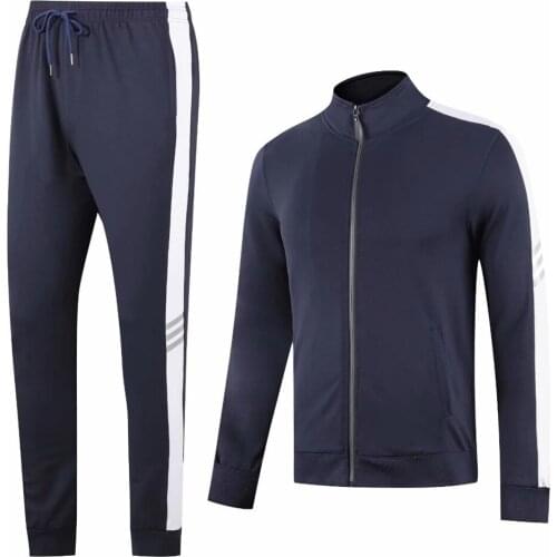 Adult Tracksuits Running Jackets Jogger Pants 70%Cotton Sports Suit Outdoor Football Basketball Zip Sweater Trousers Plus Size
