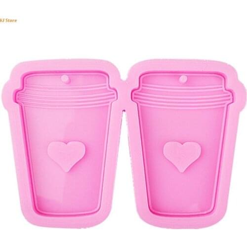 Coffee Cup Keychain Epoxy Resin Mold Earrings Pendant Silicone Mould DIY Crafts Jewelry Necklace Casting Tool