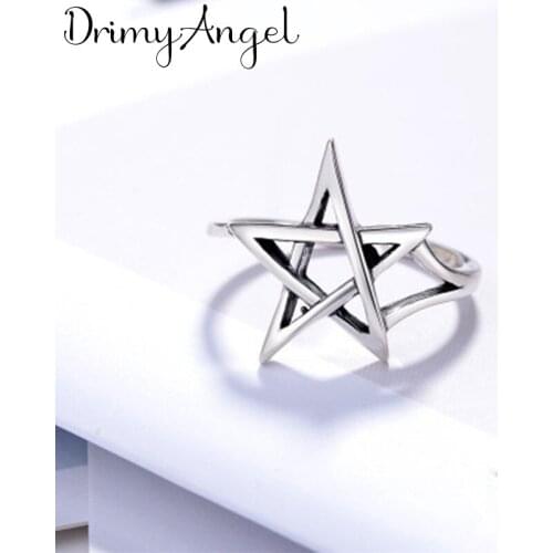 Retro Vintage Silver Color David Star Rings For Women Wedding Jewelry Personality Girls Open Antique Finger Rings
