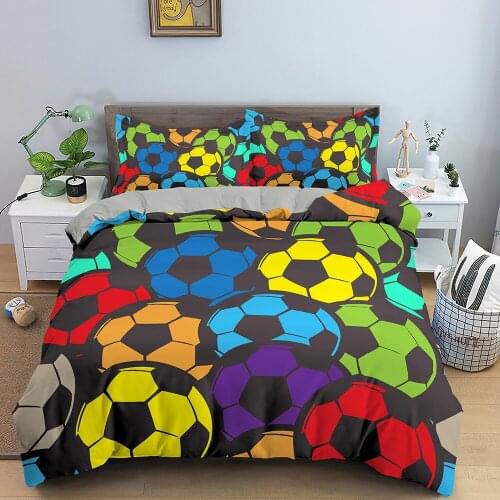 Colorful Footballs Pattern Bedding Set Teens Boys Quilt Cover Sport Style Duvet Cover Set Single Twin Full Queen Home Textile
