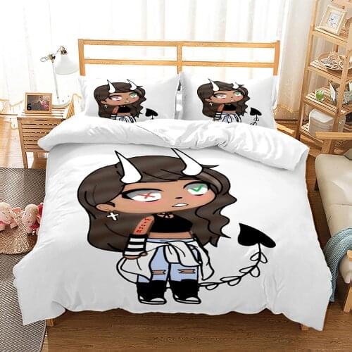 Gacha Life Bedding Set Single Twin Full Queen King Size Gacha Life Bed Set Childrens Kid Bedroom Duvetcover Sets 011