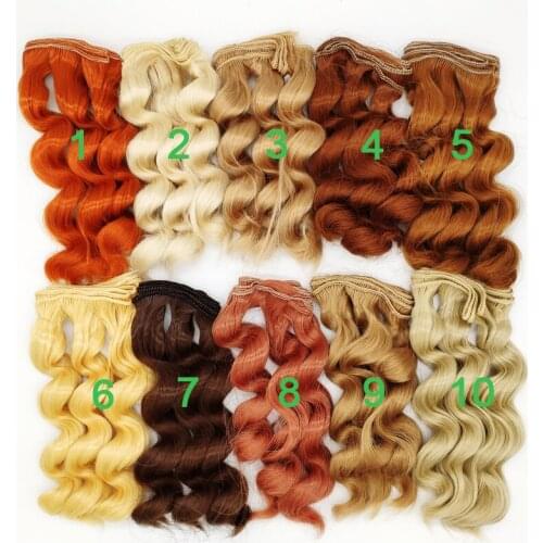 10PCS/LOT Hot Sale DIY Hair Doll BJD Natural Colors Curly Doll Wigs Hair 15CM