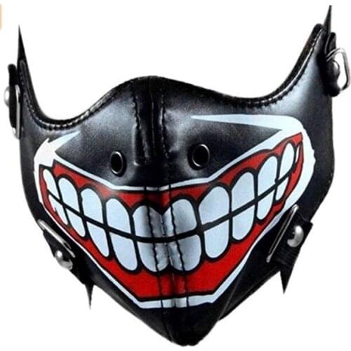Anime Cosplay Ghoul Masks Big Teeth Punk Mask Punk Synthetic PU Leather Joking Party Leather Masks Motorcycle Performance Mask