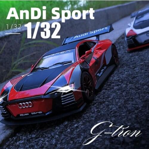 1/32 Alloy Audi E-tron Concept Sports Racing Car Model Toy Die Cast With Pull Back Sound Light Vehicle Toys For Gifts