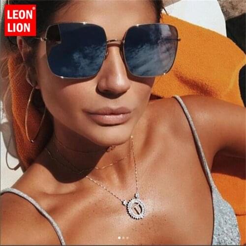 LEONLION Luxury Square Sunglasses Women Vintage Meatl Glasses Men Ocean Lens Mirrors Shopping Lunette De Soleil Femme UV400