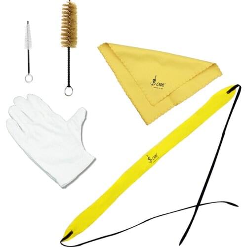 Trumpet Cleaning Tools Kit with Through Cloth Cleaning Cloth Brush Gloves