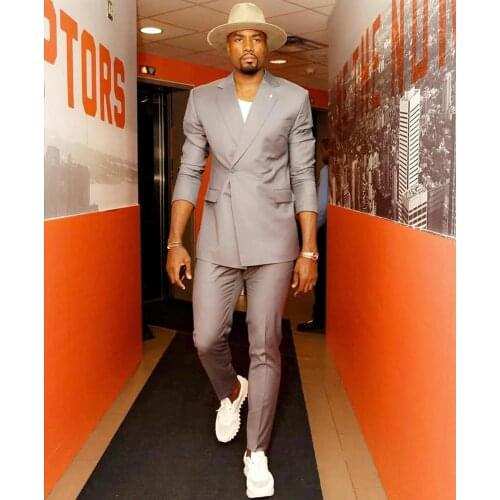 2020 New High Quality One Button Suits Groom Tuxedos Notched Lapel Groomsmen Mens Wedding Business Prom Suits (Jacket+Pants)