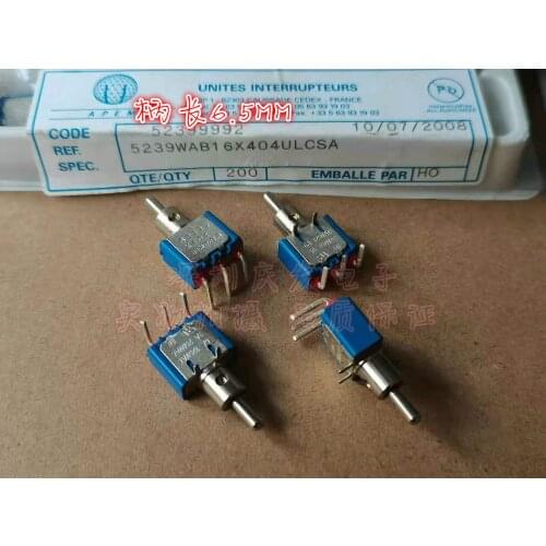 Original New 100% rocker toggle switch 5239W 3pin 3gear bend foot left and right rocker switch handle length 6.5mm
