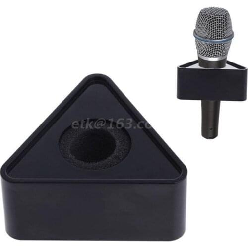 ABS Plastic Microphone Interview Triangular Logo Flag Station Black/White Durable