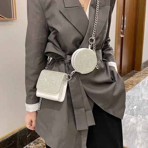Luxury Handbag Women Bags Designer Fashion Thick Chain Shoulder Crossbody Bag Retro Armpit Clutch Lady Leather Small Purse 2 Set