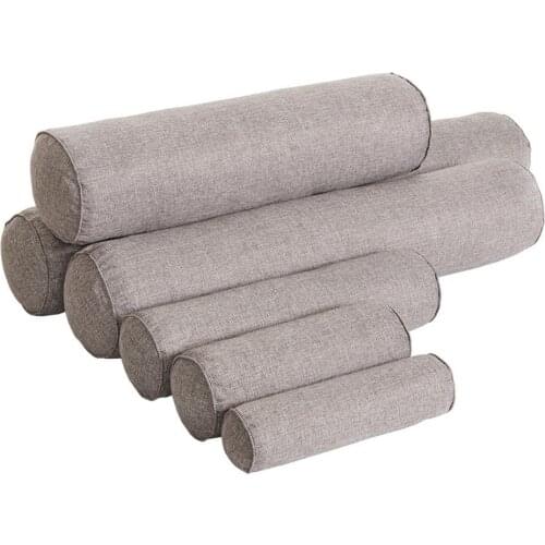 Removable Solid Color Round Cervical Pillow Bed Roll Cushion Head Leg Back Support Light Travel Column Pillow