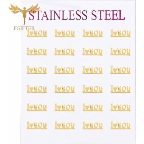 FGifter Romantic Love Word Earrings for Lovers Gold Color Steel Stud Earring Cute Small Studs Lovers Gifts Jewelry