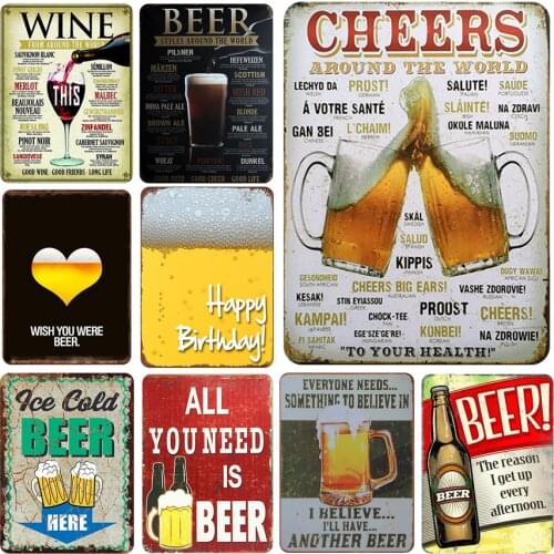 Wine And Beer Metal Sign Plaque Vintage Funny Bar Tin Sign Plate Painting Wall Decor For Pub Club Restaurant Home Decor Sign