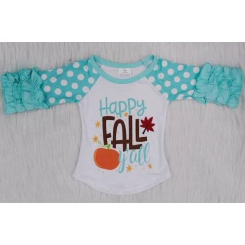 XMZ pumpkin children girls top kids raglan shirt baby girls boutique clothing wholesale