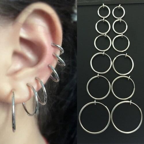 BT-S1103 Single Stainless Steel Fashionable Women Girls Simple Round Circle Small Stud Earrings Punk Hip Hop Earrings Jewelry