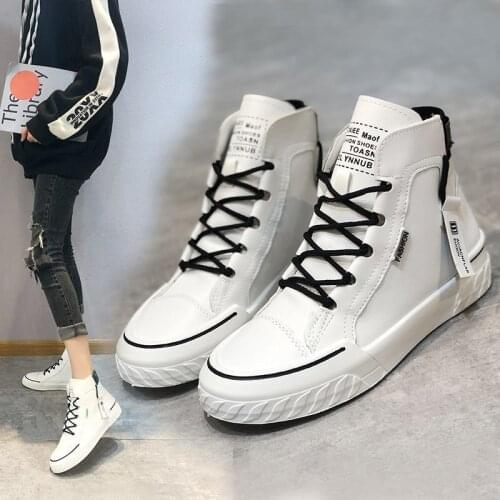 High-top womens shoes 2021 new spring and autumn all-match comfortable casual early autumn cross-lace non-slip sports shoes