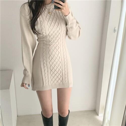 Backless Sweater Dress Women Mini Bodycon Long Sleeve Sexy Black Korean Knitted Fall 2020 Vestidos Robe Femme Kleider Damen