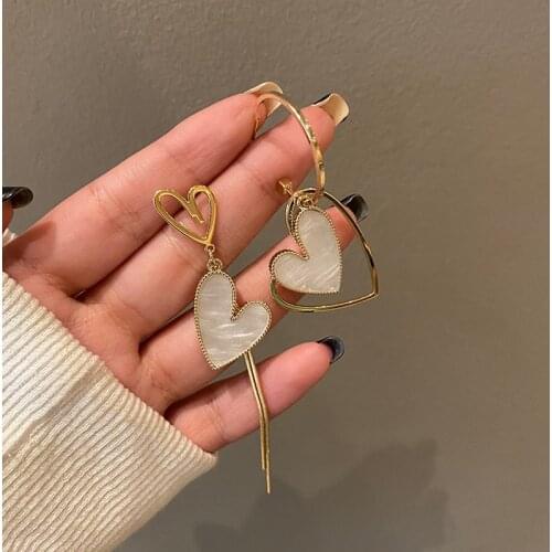 2021 Trend Korean Style Romantic Dangle Earrings Cute Womens Geometric Heart Earrings Punk Jewellery Party Unusual Earring Gift