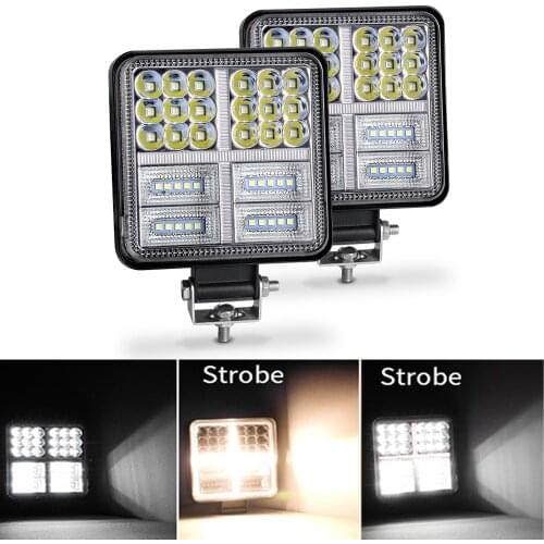 2x LED Work Light Strobe Flashing Police Lamp Offroad Car Fog Light Work Bar IP67 Driving spotlight for tractor truck SUV 12/24V