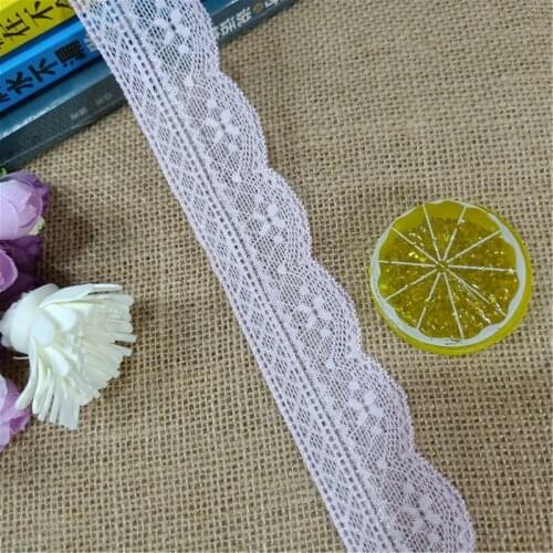 3.8cM Pink Multi-Colored Nylon Spandex Stretch Narrow Lace Trimmings For Wedding Dress Birthday Christmas Party
