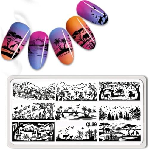 6.5/12.5CM Nail Art Stamping Template Plate Summer Beach Pictures Birds Nail Stamping Plates Manicure Stencil Set For Nail