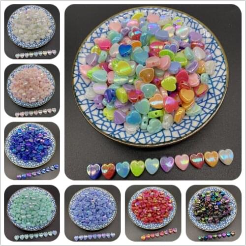 50pcs/Lot 9mm Acrylic Beads Heart Shape Spacer Beads For Jewelry Making DIY Charms Bracelets Necklac
