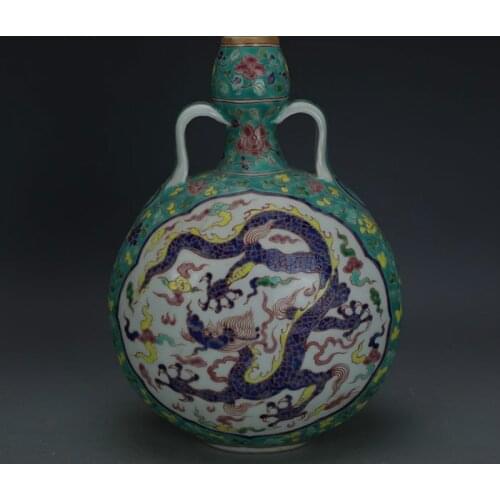 Antique Ming Ceramic Vase Jingdezhen Multicolored Dragon Pattern Porcelain Decoration Vase