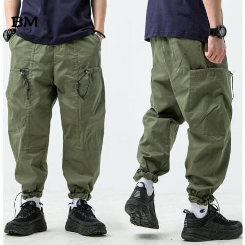 Streetwear Fashions Joggers Hip Hop Trousers Men Harajuku Cargo Pants Korean Style Tactical Harem Pants Male Black Overalls
