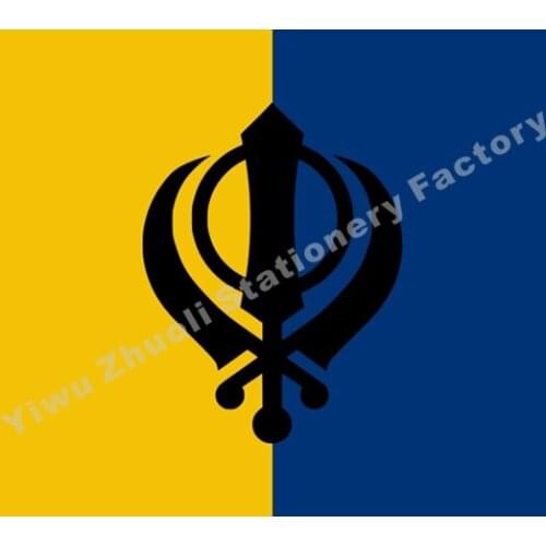 Khalistan Flag 150X90cm (3x5FT) 120g 100D Polyester Double Stitched High Quality Free Shipping