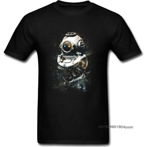 3D T-shirt Wholesale Men T Shirt Diver Helmet Print Tees Universe Cool Black Clothes Cotton Tshirt Hip Hop Streetwear Tops Cheap