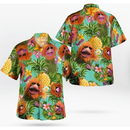 Harajuku Anime 3D Beach Hawaiian 2021 Summer Shirt Short Sleeve Shirt Streetwear Oversized 5XL Camisa Social Chemise Homme AW180