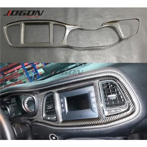 Glossy Real Carbon Fiber Central Control Dashboard Panel Cover Trim For Dodge Challenger GT SRT SXT Car Accessories