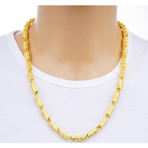 Indian 24K Gold Necklaces for Men Women Wide Miami Snake Cuban Link Chain Kpop Collar Jewelry 60cm Thick Big Chunky Choker