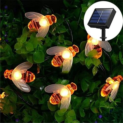 2020 Hot 5M 20 LED Solar Powered Bee String light Fairy String Outdoor Garden Lights lamp Holiday Festival Party Christmas Decor