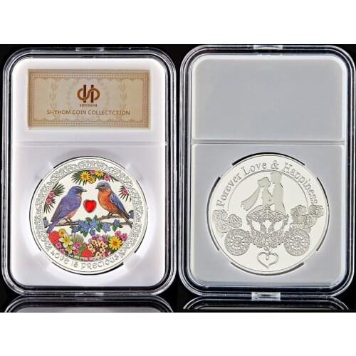 Love is Precious Couple Birds Happiness Forever Love 1OZ Silver Plated Souvenir Color Coin Collectible