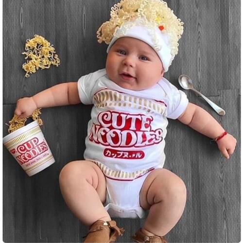 MILANCEL 2021 Autumn New Baby Cloths Short Sleeve CUTE NOODLES O-Neck Bodysuit