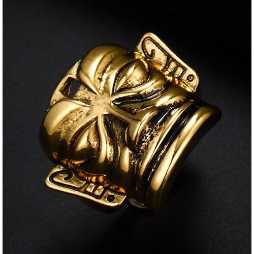 Trendy Vintage Mask Shape Antique Silver Plated Punk Hiphop Rock Style Resizable Rings for Women Girl & Man Retro Party Jewelry