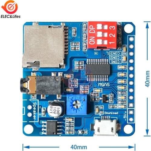 5W Serial Control Voice Playback Amplifier Module MP3 Music Player TF Card Integrated I/O Trigger Class D Audio Amplifier board