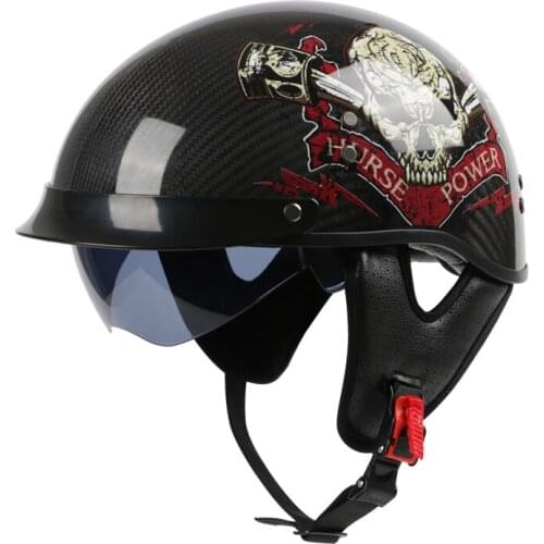 Top Quality Motorcycle Helmet Retro 100% Carbon Fiber Casco Vintage Scooter Half Face Helmet Motorbike Helmet Inner Visor DOT