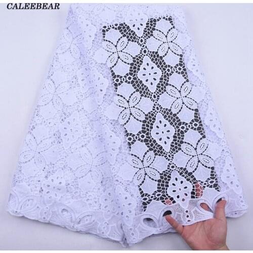 Latest Pure White Stoned Guipure Lace Embroidery French African Cord Lace Fabric 2021 High Quality Nigerian Lace For Dress S2142