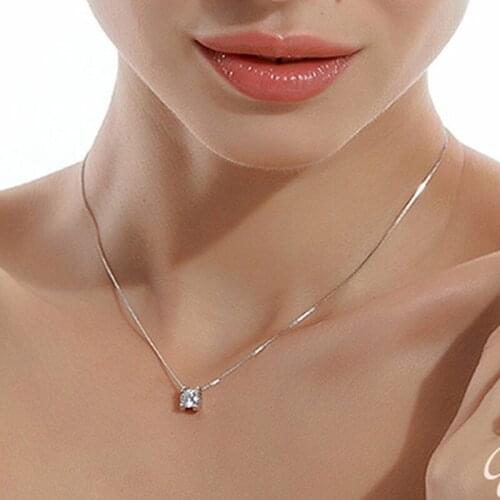 Utimtree Simple Classic Silver Austrian Crystal Necklaces Wedding Jewelry Accessory Pendants Necklaces Fashion Gifts for Women