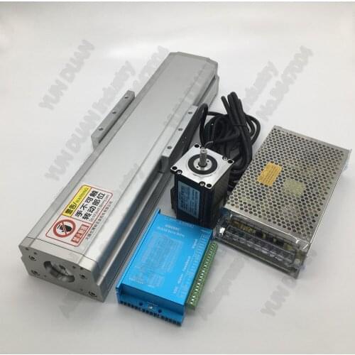100mm Fully Enclosed Guide Linear Module 4pcs Sliders Ballscrew Sliding Table & Closed Loop Stepper Motor Driver &Power Supply