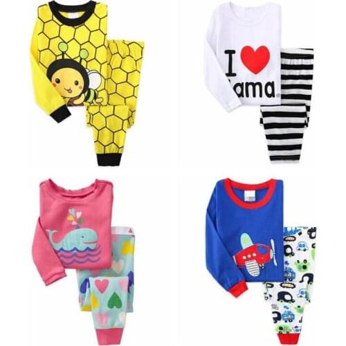 2T-7T Baby Ladybug Pajamas Sets Boys Girls Animal Sleepwear Children Christmas Nightwear Kids I Love Mom Dad Pyjamas H127