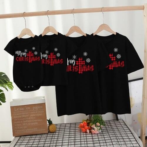 Family Matching Christmas Snowflake Cartoon T-shirt Baby Girls Boy Top Woman Man T-shirts Kids Baby Mother Daughter Son Outfit