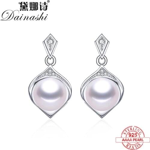 2020 New Freshwater Pearl Earrings Zircon Fashion 925 Sterling Silver Drop Earring Real Pearl Wedding Fine Jewelry for Women Hot
